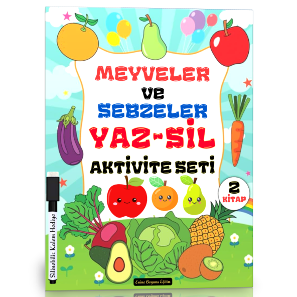 Meyveler ve Sebzeler YAZ-SİL Aktivite Seti (2 Süper Kitap) ürün görseli 1