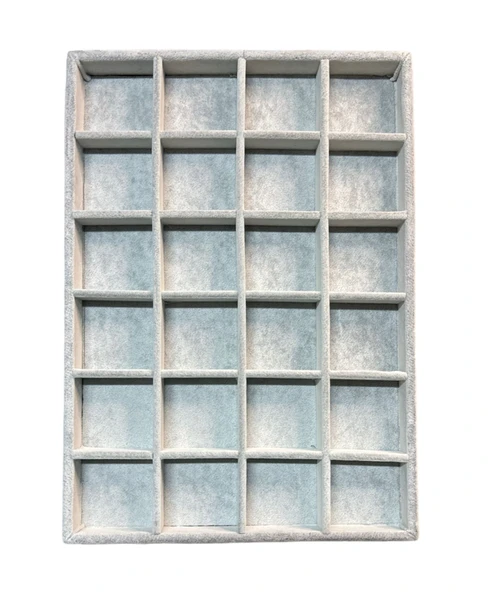 24 Bölmeli Kolye Ucu Küpe Yüzük Servis Tablası Gri - 3