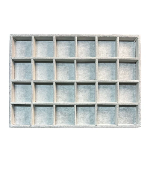 24 Bölmeli Kolye Ucu Küpe Yüzük Servis Tablası Gri - 2