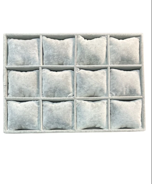 Saat Bileklik Tablası 12 Yastıklı  Gri - Resim 3