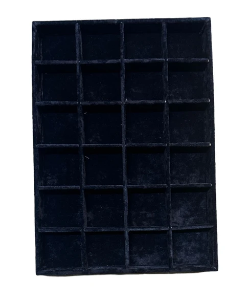 24 Bölmeli Kolye Ucu Küpe Yüzük Servis Tablası Siyah - 2