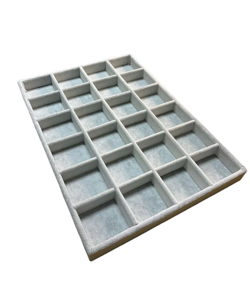 24 Bölmeli Kolye Ucu Küpe Yüzük Servis Tablası Gri