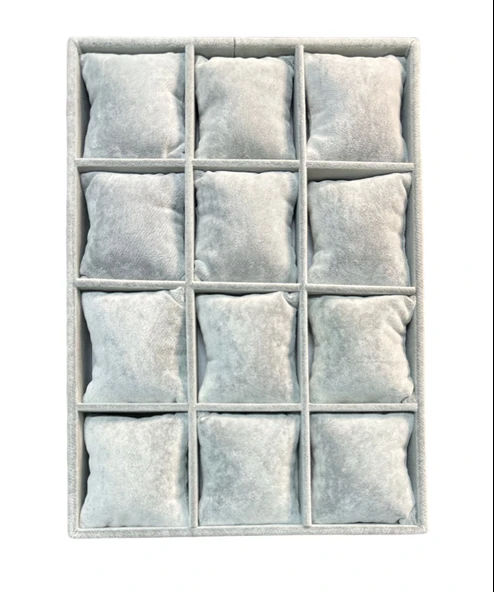 Saat Bileklik Tablası 12 Yastıklı  Gri - Resim 2