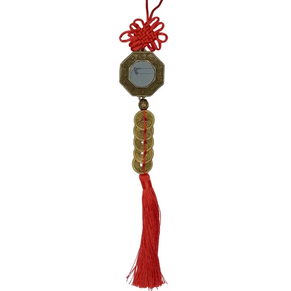Çin Feng Shui Şans ve Bereket Bagua Ayna Beşli Para 35 cm - Resim 2