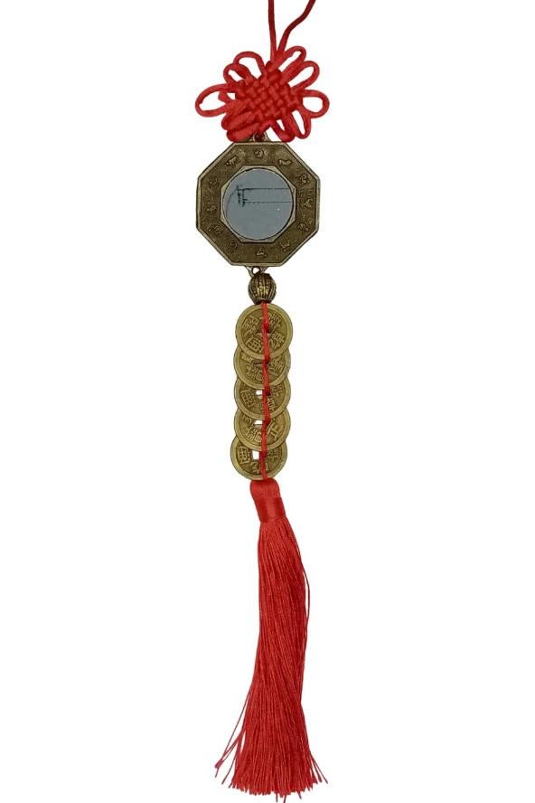 Çin Feng Shui Şans ve Bereket Bagua Ayna Beşli Para 35 cm - Resim 7
