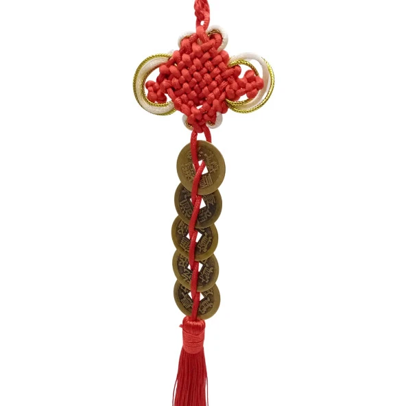 Çin Feng Shui Şans ve Bereket Düğüm Beşli Para 35 cm - Resim 2