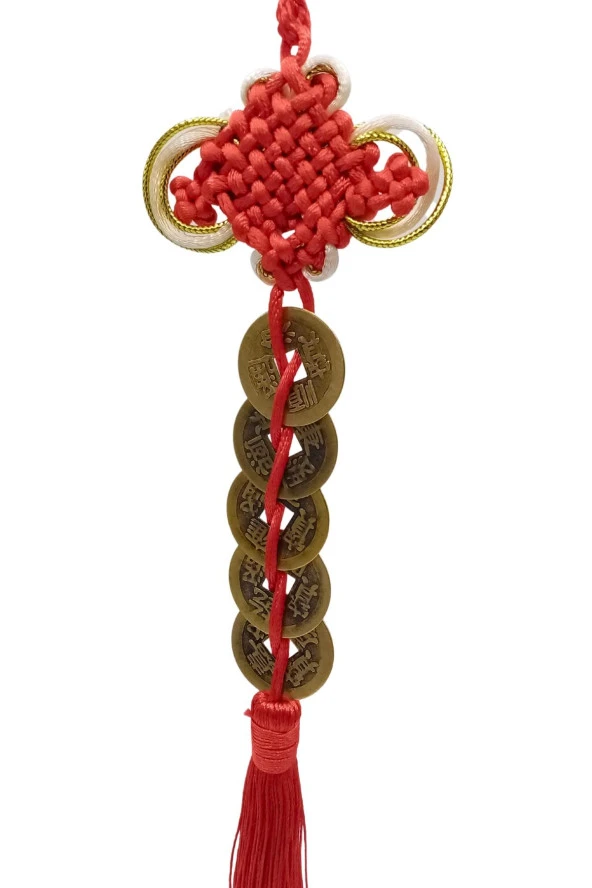 Çin Feng Shui Şans ve Bereket Düğüm Beşli Para 35 cm - Resim 7
