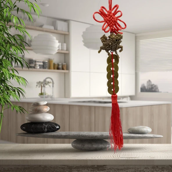 Çin Feng Shui Şans ve Bereket Beşli Para Dragon 35 cm - Resim 4