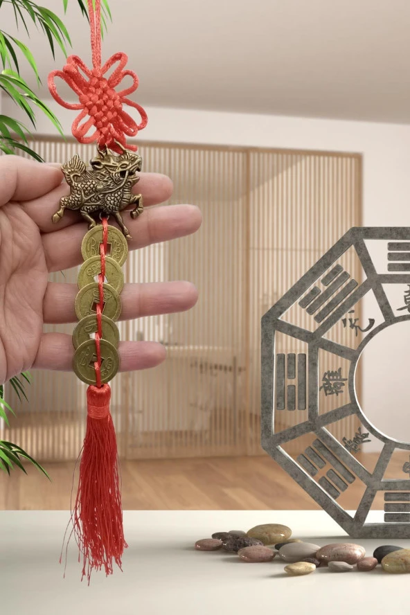 Çin Feng Shui Şans ve Bereket Beşli Para Dragon 35 cm - Resim 10