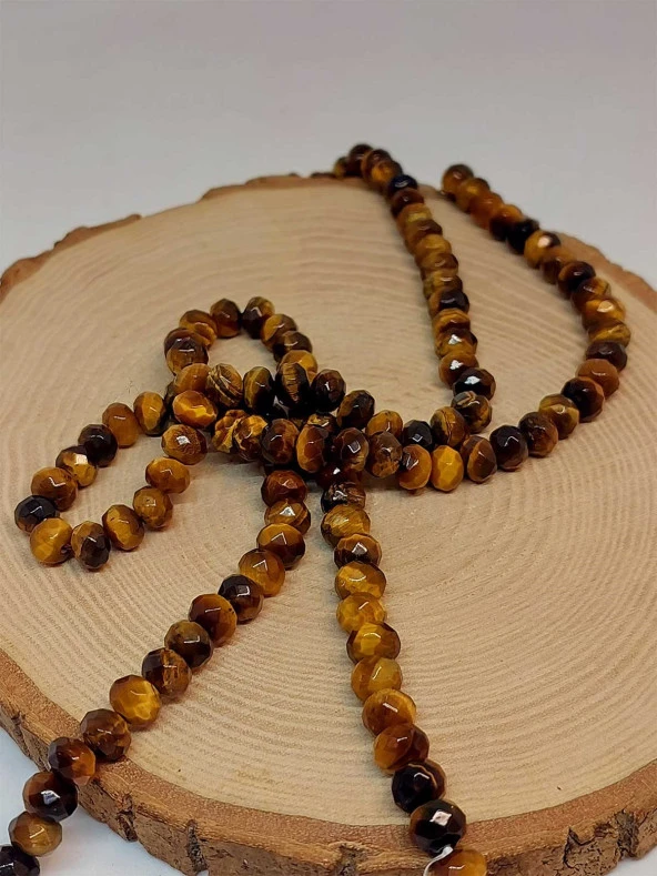 Kaplan Gözü Taşı Rondela Faset Kesim 5.5*7.5mm dizi (46002) - Resim 2