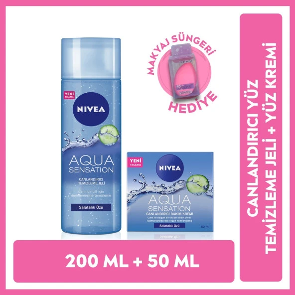 NIVEA Aqua Sensation Canlandırıcı Bakım Kremi 50 ml ve Aqua Sensation Canlandırıcı Temizleme Jeli 20