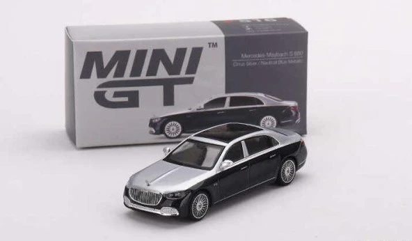 Mini Gt 516 Mercedes-Maybach S 680 Cirrus Silver / Nautical Blue Metallic Model Araba