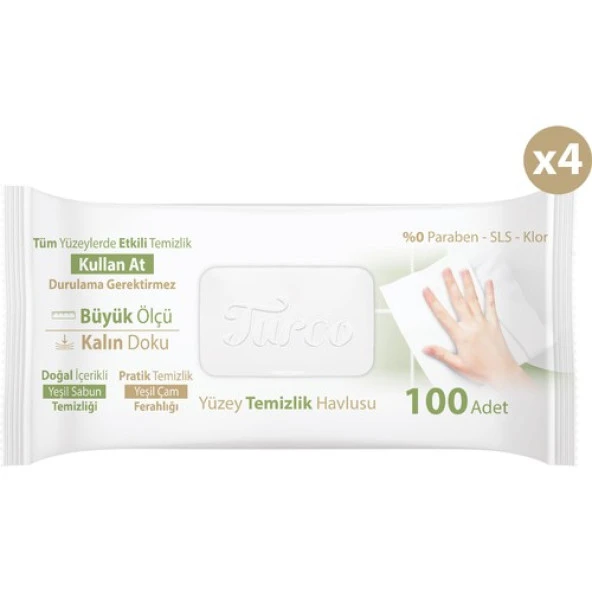 Baby Turco Turco Doğadan Pratik Yüzey Temizlik Havlusu 4X100 (400 Yaprak) - 2