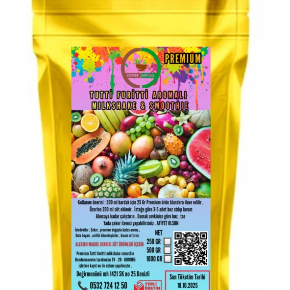 Coffee Naturelle Tutti Frutti Aromalı Milkshake & Smoothie & Frappe 1 kg