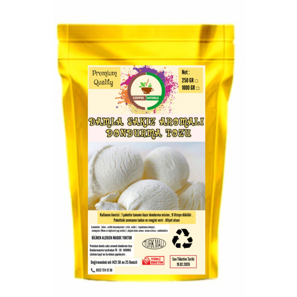 Damla Sakız  Aromalı dondurma Karışımı 250