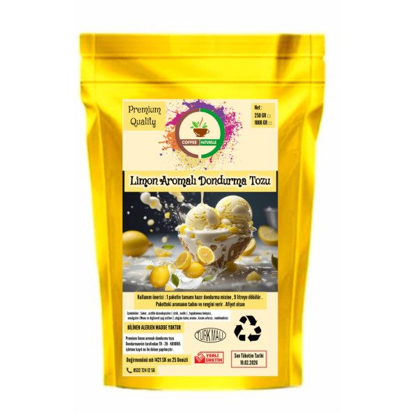 Limon aromalı dondurma karışımı