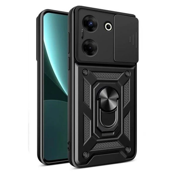 Gpack Tecno Camon 20 Pro 5G Kılıf Tank Aramid Sürgülü Vega YüzüklüNano