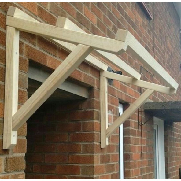 Ahşap Kapı ve Pencere Önü Sunduma Gölgelik Tente