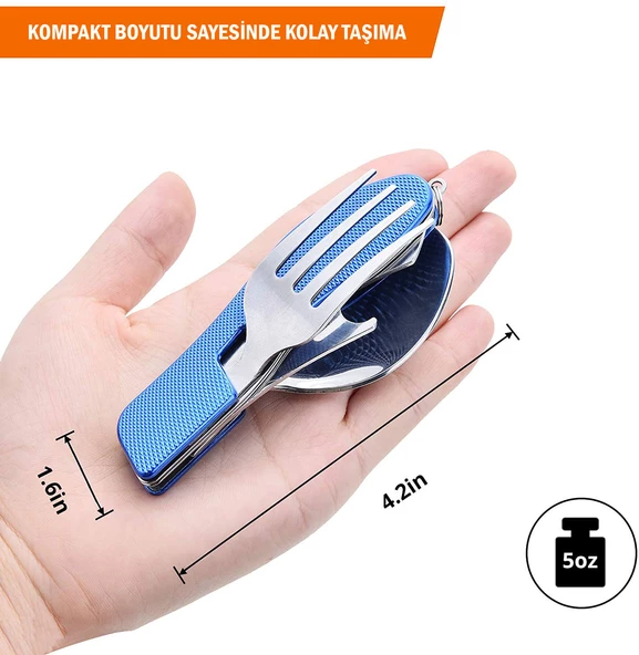 Orcamp Çatal&Kaşık&Bıçak Kamp Seti Mavi (OUT-1350) - Resim 4