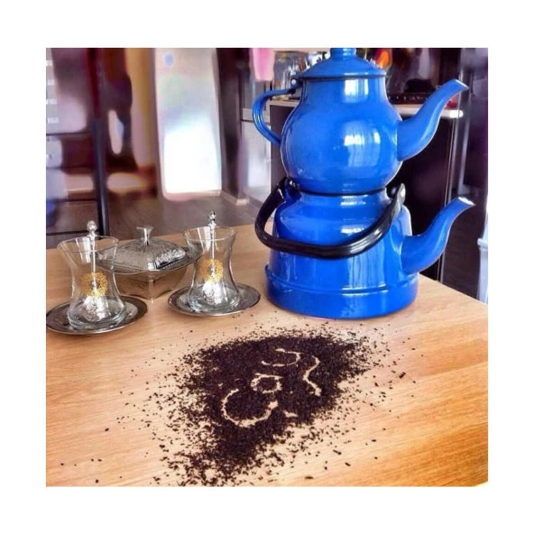 Ebru Metal Emaye Mavi Renk Çaydanlık 22 No / 4,2 Lt EMY-22 - 2