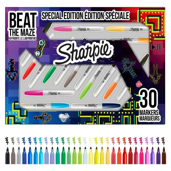 Sharpie Fine Permanent Markör 30 Lu Paket Labirent Kutulu - Resim 2