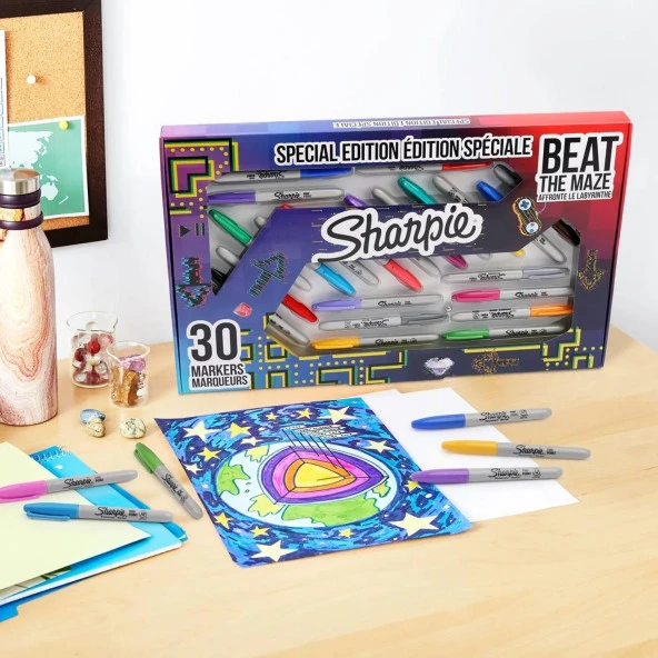Sharpie Fine Permanent Markör 30 Lu Paket Labirent Kutulu - Resim 3