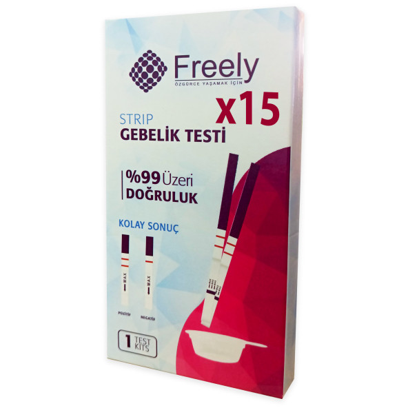 FreelyStrip Gebelik Testi 15 Adet %99 Üzeri Doğruluk Kolay Sonuç