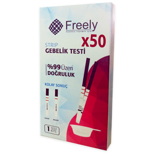 FreelyStrip Gebelik Testi 50 Adet %99 Üzeri Doğruluk Kolay Sonuç