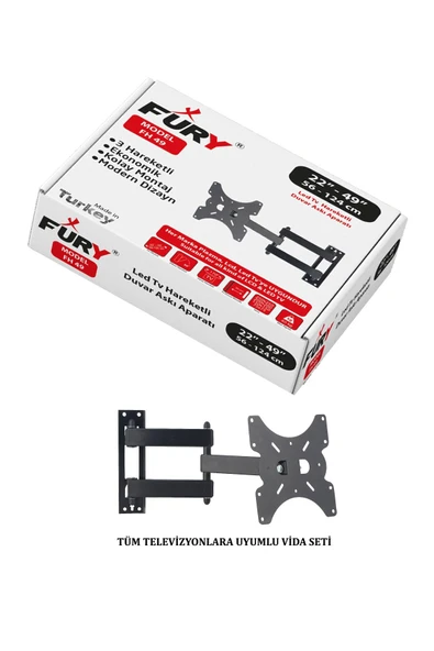 FURY Hareketli Lcd Led Televizyon Duvar Asma Aparatı 22- 32"ınch ( 56 - 82 Ekran Arası) Tv Askı Aparatı ürün görseli