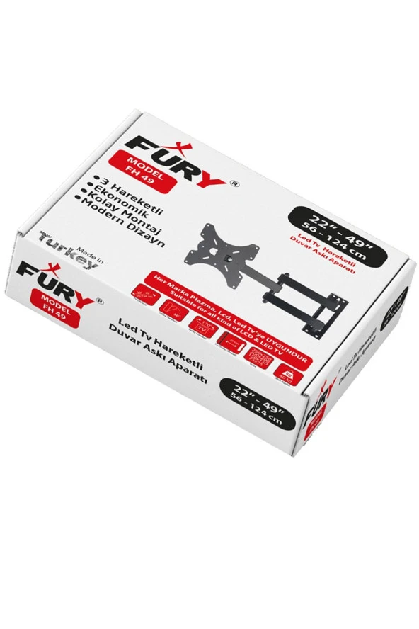FURY Hareketli Lcd Led Televizyon Duvar Asma Aparatı 22- 32"ınch ( 56 -82 Ekran Arası) - Resim 3