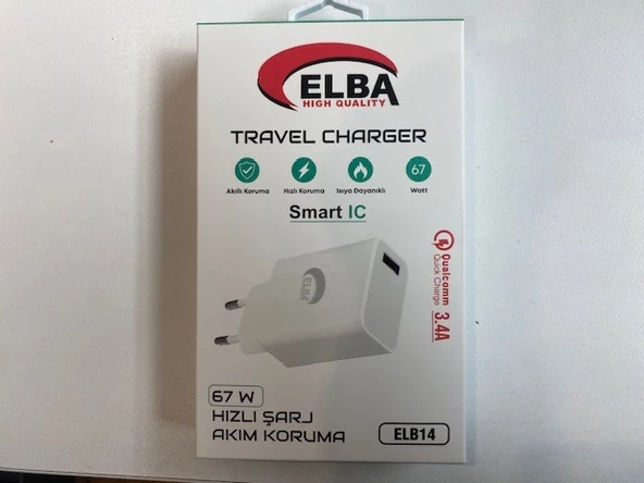 Elba ELB14 Elb-67w USB 67w 3.4A Hızlı Şarj Akıllı Koruma -Isıya Dayanıklı EV Şarj Kafa