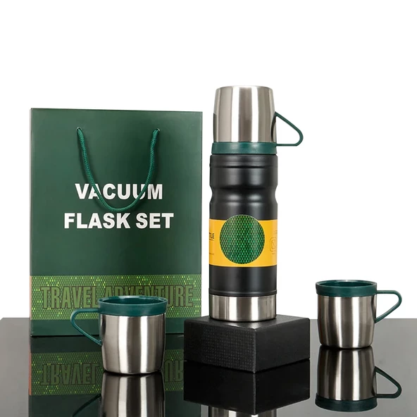 Sunup SN-22234 Paslanmaz Çelik Vakumlu Termos 680 Ml 12 Saat Sıcak 24 Saat Soğuk Termos Seti