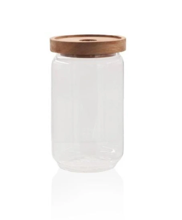 The Mia Ahşap Kapaklı Cam Saklama Kabı 700 ml CAM0316