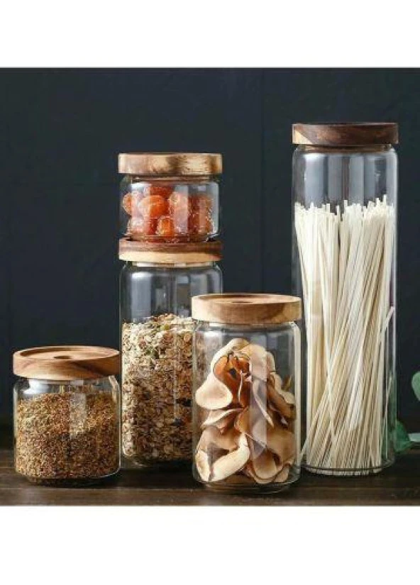 The Mia Ahşap Kapaklı Cam Saklama Kabı 300 ml CAM0318 - 2