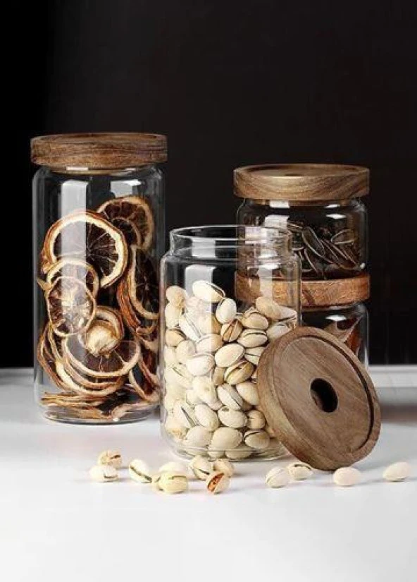 The Mia Ahşap Kapaklı Cam Saklama Kabı 300 ml CAM0318 - 3
