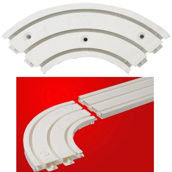 Köşe Korniş Perde Rayı Köşesi 3lü Dönüş Plastik 90° Perdeleriniz Takılmadan Rahat Döner Dayanıklı