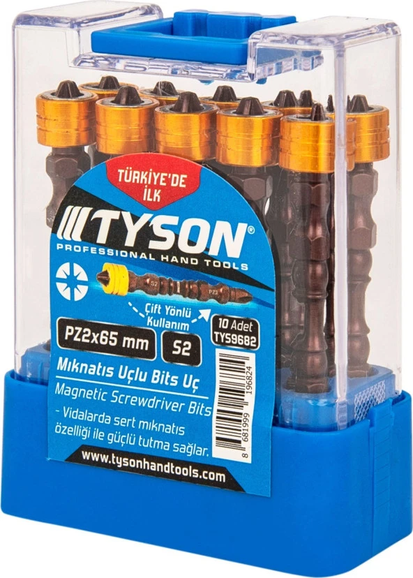 TYSON 1 Adet Pz2x65 Mm S2 Çeliği Çift Yönlü Orjinal Mıknatıs Uçlu Bits Uç Mıknatıslı Matkap Ucu - 4
