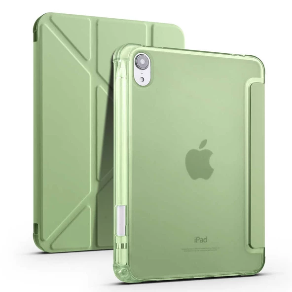 Apple iPad Mini 6 8.3inç 2021 Kılıf Kalem Bölmeli Trifolding Case A2567 A2568 A2569