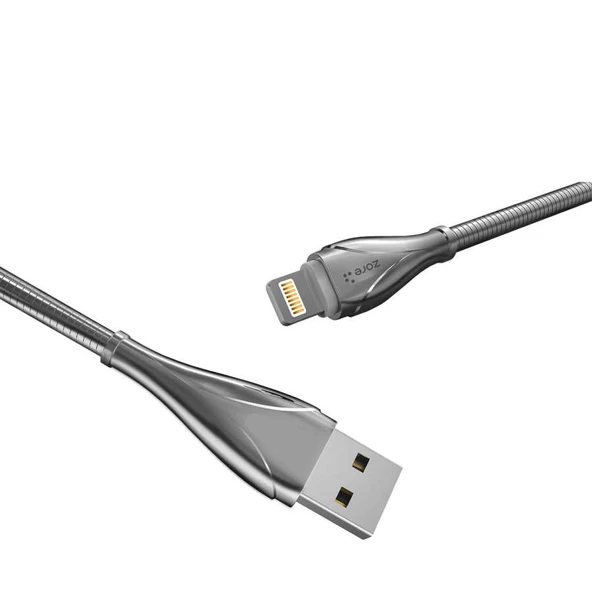 Zore LS28 Lightning Hızlı Şarj 1 Metre Paslanmaz Çelik Tel Usb Data Kablo - 6
