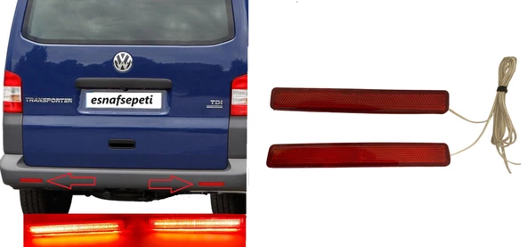VW T5 Transporter Arka Tampon Reflektörü, 2003- 2011 LED, 7E0945106, 7E0945105