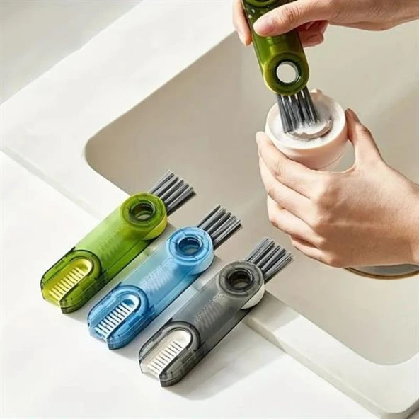 3 Fonksiyonlu Pratik Şişe Temizleme Fırçası Mutfak Banyo Araç İçin Çok Amaçlı Fırça (4401)