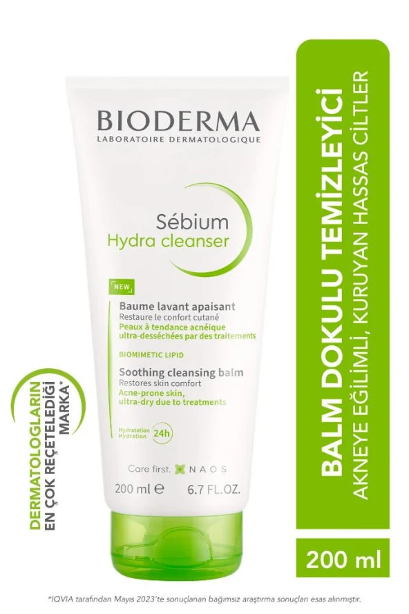 BIODERMA Sebium Hydra Cleanser Akneye Eğilim Gösteren, Kuruyan Hassas Ciltler Balm Dokulu Temizleyici 200 ml