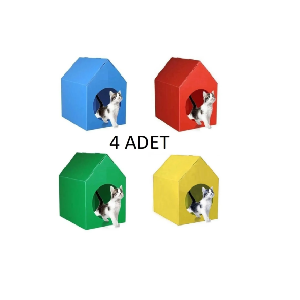 4Adet Kedi Köpek Evi Kulübesi Yuvası Plastik Demonte Taşınabilir Renk Stoğa Bağlı