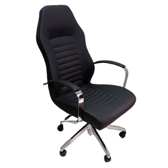 Çalışma Koltuğu Makam Sandalyesi Krom Yıldız Ayaklı Siyah Suni Deri ürün görseli