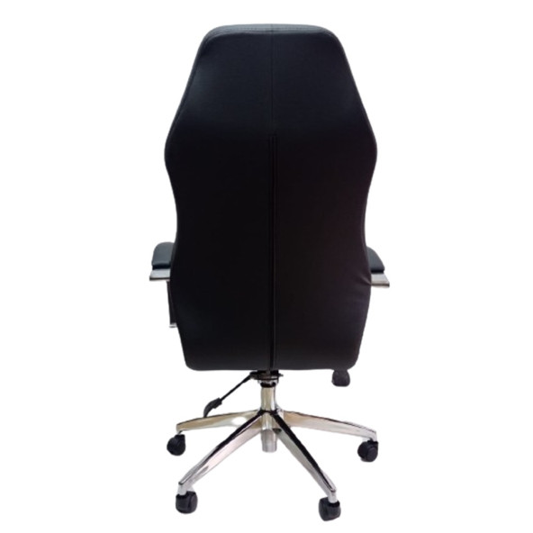 Çalışma Koltuğu Makam Sandalyesi Krom Yıldız Ayaklı Siyah Suni Deri - Resim 5