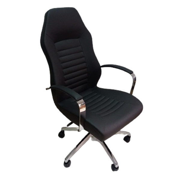 Çalışma Koltuğu Makam Sandalyesi Krom Yıldız Ayaklı Siyah Suni Deri - Resim 6