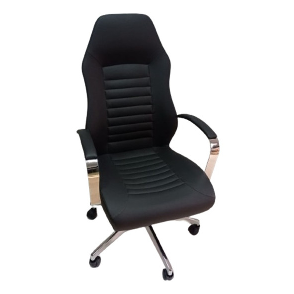 Çalışma Koltuğu Makam Sandalyesi Krom Yıldız Ayaklı Siyah Suni Deri - Resim 7