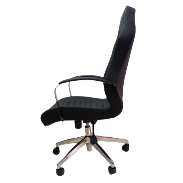 Çalışma Koltuğu Makam Sandalyesi Krom Yıldız Ayaklı Siyah Suni Deri - Resim 9