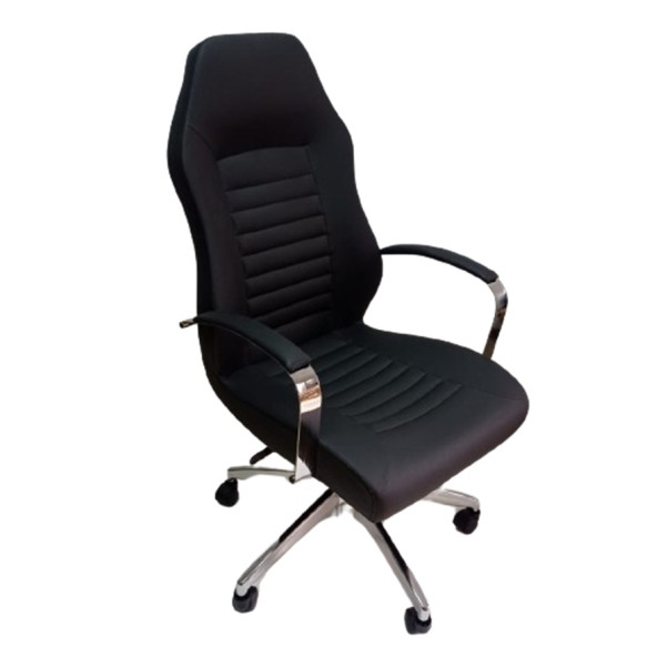 Çalışma Koltuğu Makam Sandalyesi Krom Yıldız Ayaklı Siyah Suni Deri - Resim 10
