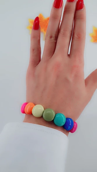 Kadın  Lastikli Tasarım Karışık Renkli  Bileklik - Resim 3